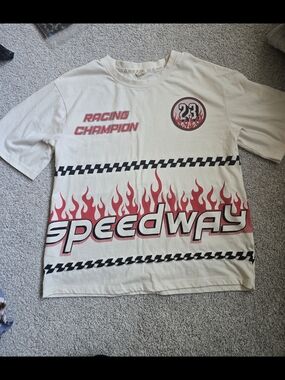 Recycled Threads Beige Racing Champion Speedway Graphic Tee - Size Medium